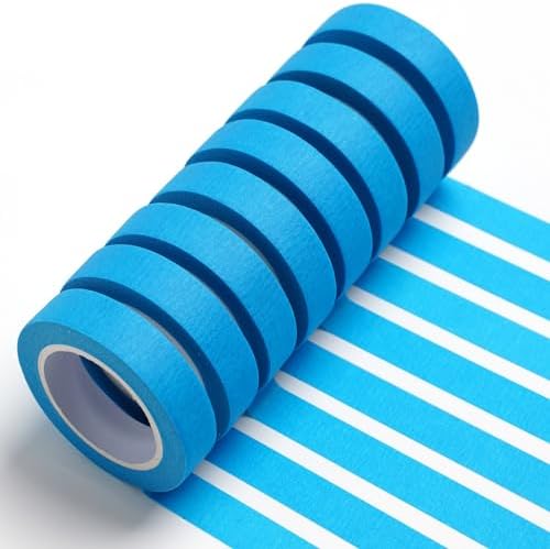 UMETDO 8PCS Colored Masking Tape - Blue Painters Tape, Tape for Kids Art Supplies, Great for Crafts, Labeling, DIY Decorative, 1/2 Inch Colored Tape Rolls- Tiny Size