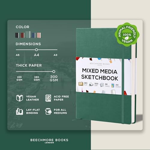 Beechmore Books A4 8.5x11 Mixed Media Sketchbook 300 GSM/140lb