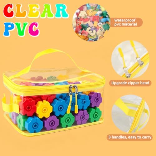 8 Packs Toy Storage Bags, Reusable Clear PVC Board Game Storage, Toy Storage Organizer Bags with Zipper for Building Blocks, Puzzle and Handmade Accessories, Clear Toiletry Bag