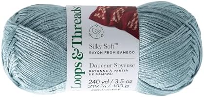 Loops & Threads Silky Soft Yarn - Yarn for Knitting, Crochet, Weaving, and Arts & Crafts - Blue, Bamboo, 3.5 oz