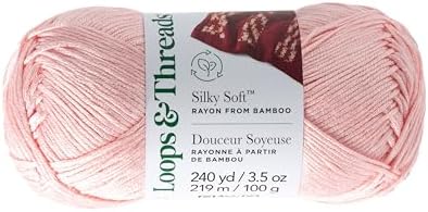 Loops & Threads Silky Soft Yarn - Yarn for Knitting, Crochet, Weaving, and Arts & Crafts - Pink, Bamboo, 3.5 oz