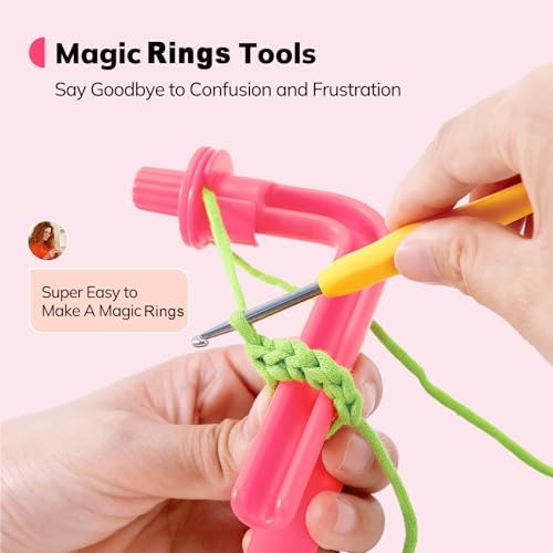 Crochetobe Crochet Tension Tool for Beginners, 3 in 1 Crochet Tension Ring