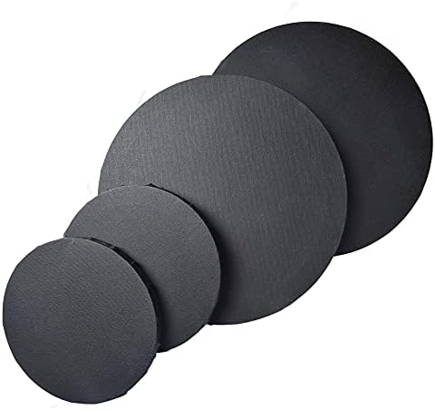 IVON 4pcs Black Round Canvas for Painting, 12'' & 8'' Stretched Circle Canvas Board for Oil Paint Acrylic Pouring