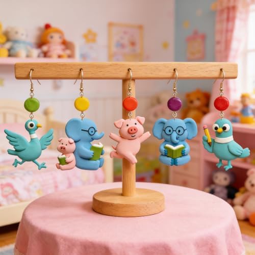 12Pcs Animals Polymer Clay Cutters Set Duck Elephant Clay Earrings Cutters for Adults Polymer Jewelry Cutter with Earrings Accessories DIY Craft Supplies