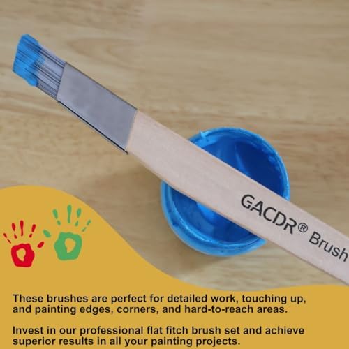 GACDR Slant Lining Fitch Trim Paint Brushes, Pack of 6, 0.5", 0.75", 1" | Angled Cutting In Paint Brush, Fast Accurate Detail & Control, Hobby & Craft, 2 Each of 3 Sizes