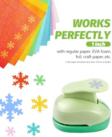 UCEC Craft Snowflakes Paper Punch, Light Green, 1-Inch Pattern Size, Decorative Shape Cutter for Paper Projects