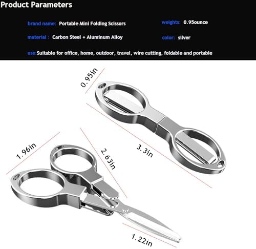 YVAOG Folding Scissors, Safe Portable Safe Portable Travel Mini Scissors, Stainless Steel Retractable Small Scissors for Home Office, 2 Piece Set