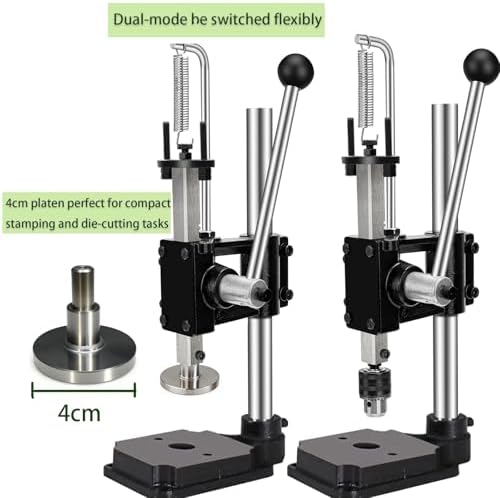 Leather Press Machine Hole Puncher Hand Punching Machine with 4cm Round Press Plate,11pcs Punch Tool Include Rivet Setter,Snap kit Tool for DIY Craft Punching Cutting,Install Rivets and Snap Buttons