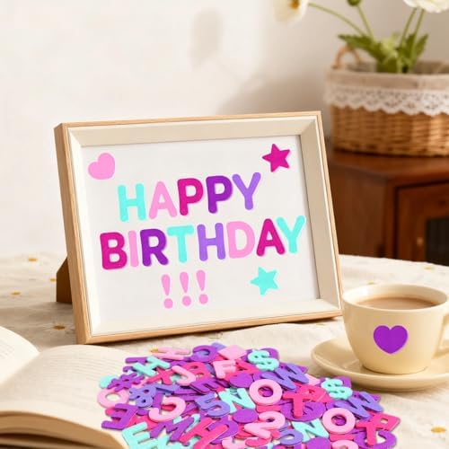 Felt Letters,490 Pcs Felt Stickers 1 Inch Alphabet Number Sticker(Pink)