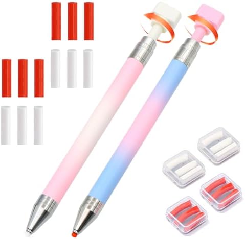 ZYNERY 2PCS Diamond Art Pen, Diamond Painting Pens Refillable, Glue Clay Pens for Rhinestones, Gem Art Rhinestone Picker Tool for 5D Gem Painting Includes 12 Glue Clay Refills