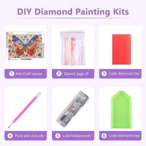 XUCNWL Diamond Art Kits for Adults,Colorful Butterflies Diamond Painting
