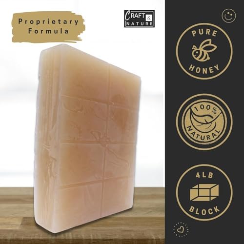 Craft & Nature 4 LB All Natural Clear Moisturizing Glycerin Melt And Pour Soap Base for Soap Making (4 Pound, Honey (Unscented))