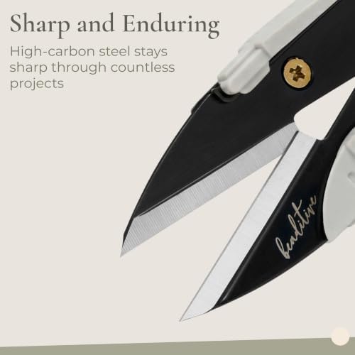 Beaditive Premium Thread Snips - Thread, Yarn, Embroidery Snipper for Sewing, Quilting, Knitting, Jewelry Making - High-Carbon Steel Blades with Protective Cap and Lanyard (White)