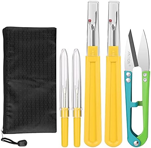 CampTek Seam Ripper, Sewing Stitch Ripper and Thread Remover Tool Kit, 2 Big+2 Small Embroidery Cutter and 1 Thread Snip(Yellow)