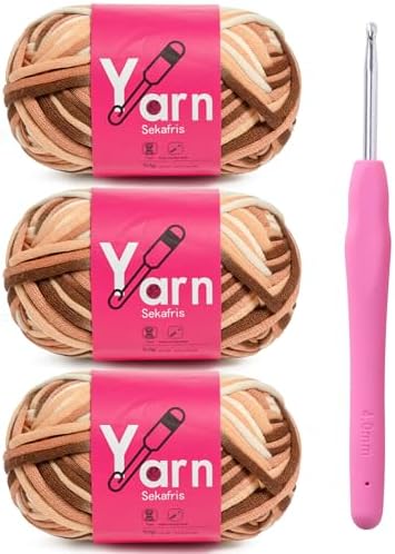 Crochet Yarn 150g/163.5yds Cotton Yarn for Crocheting - Crochet Knitting Yarns for Beginners with Easy-to-See Stitches - Yarn for Crocheting - Parfait Chunky Yarns -Cotton-Nylon Blend (A8)