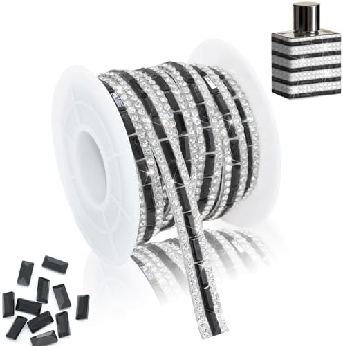 Black Shiny Rhinestone Roll Sticker 1 CM Wide Glass Diamond Tape