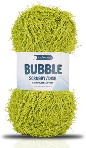 Makromecity Bubble Scrubby Yarn - 100% Premium Polyester Yarn for Crocheting and Knitting - 3.5 Oz (100g), 98 Yds (90m) - Ideal for Dishcloths, Crafting & Bath Washcloths (Grass, 1 Skein)