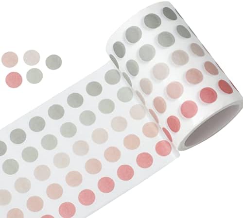 YUBBAEX Morandi 5/16" Dot Washi Tape Round Stickers 1250 Dots Stickers for Bullet Journal Planner Scrapbooking 2 3/8" x 10‘ (Rose Forest)