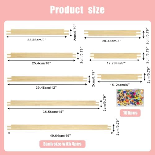16 Sets Stretcher Bars for Needlework, 32 Pcs 8 Sizes