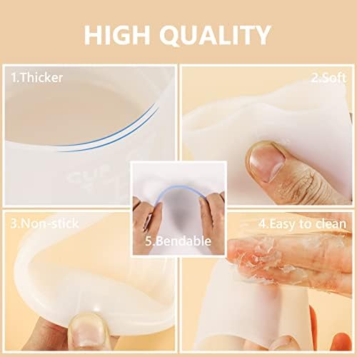 KISREL Silicone Measuring Cups for Resin, Resin Supplies with 250&100ml Silicone Cups, Resin Mixing Cups, Stir Sticks, Epoxy Mixing Cup, Molds