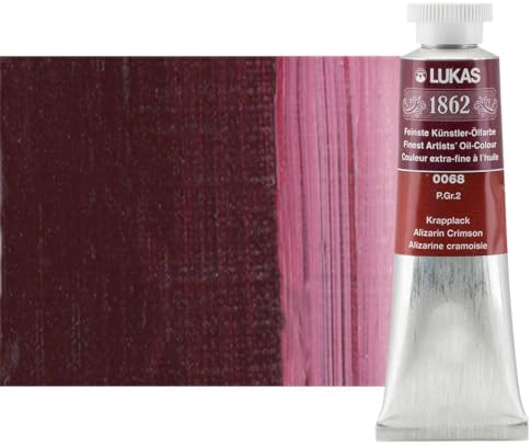 Lukas 1862 Professional German Oil Paint, Alizarin Crimson 37 mL - w/Beeswax & Non-Yellowing Sunflower Oil, Short Drying Time, Smooth, Outstanding Lightfastness
