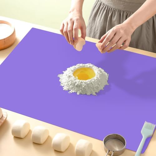 Extra Large Silicone Mats for Kitchen Counter, 27.6'' x 15.7'' Nonskid Silicone Placemats for Kids, Nonstick Purple Silicone Mat for Baking Crafts, Silicone Dab Mat Heat Resistant Mat, 1Pack