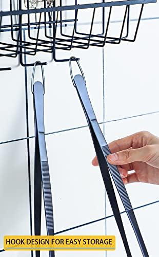JETKONG 2 Pcs 12-Inch Cooking Tweezer Tongs Stainless Steel Kitchen Tweezers Plating Tongs (Navy Blue)