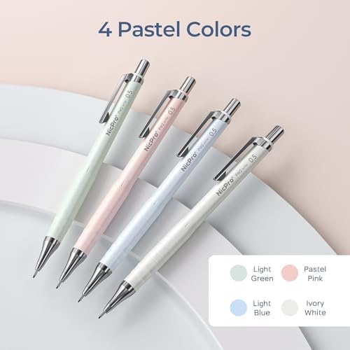 Nicpro Cute Mechanical Pencil Set, 4PCS 0.5mm Pastel Drafting Pencils