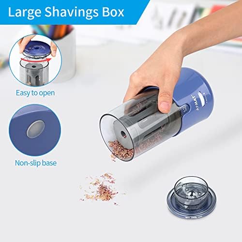 AFMAT Electric Long Point Pencil Sharpener for Artist, Auto Stop & Fast Sharpening, 8-17mm Super Long Point, Artist Pencil Sharpener Plug in for φ6-12mm Charcoal/Drawing/Sketching/Colored Pencils
