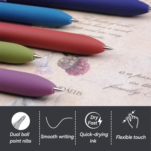 ACEES Gel Pens, 5 Pcs Retractable Quick Dry Black Ink Pen, 0.5mm Fine Point