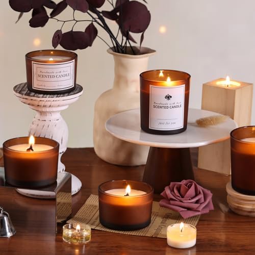 Forsted Amber Candle Jars with Lids, 16 Pcs Containers for Making Candles