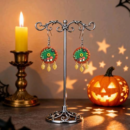 9 Pack Halloween Polymer Clay Cutters - Pumpkin/Mushroom/Flower/Oval Rectangle Geometry/Dragon, Ideal Polymer Clay Molds & Polymer Clay Earring Cutters for Christmas Jewelry Making