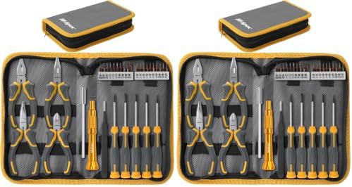 Hi-Spec 32pc Electronics Repair & Opening Tool Kit Set for Laptops, Phones, Devices, Computer & Gaming Accessories. Precision Small Screwdrivers with Pentalobe Bits for iPhones & MacBooks (Pack of 2)