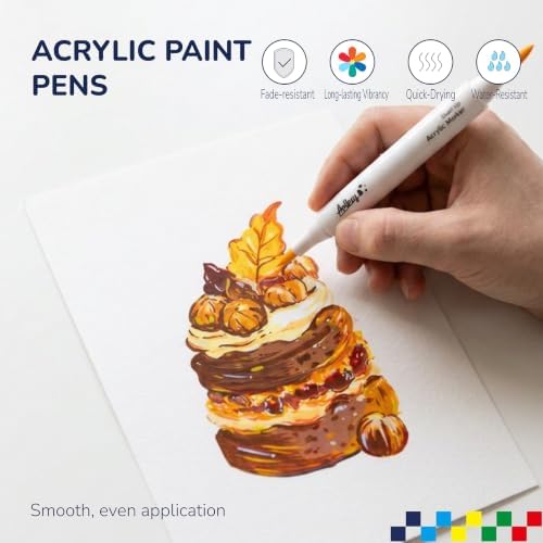 Artkey Acrylic Paint Markers 60 Colors, Dual Tip Acrylic Paint Pens with Brush and Fine Tips, Acrylic Markers Set for Rock Painting, Wood, Canvas, Glass, Ceramic, Stone, Fabric, Plastic, DIY Crafts