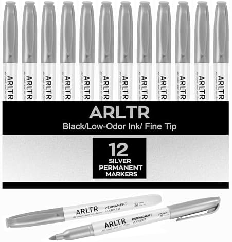 ARLTR Silver Metallic Permanent Markers, 12 Pack, Silver Metallic