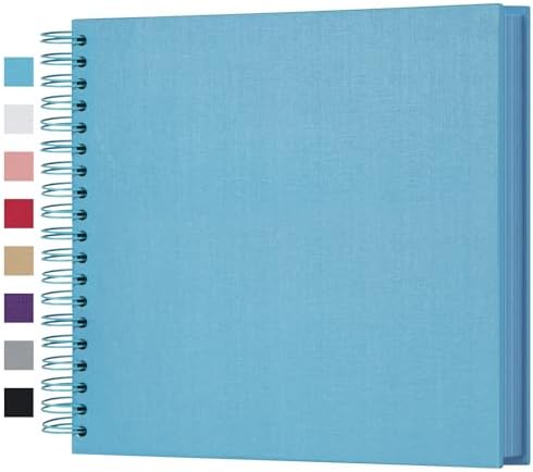 potricher 10 x 10 Inch DIY Scrapbook Photo Album 80 Pages, Blue | Thick Kraft Paper Scrap Book Photo Albums, Memory Book for Wedding, Anniversary, Baby, Family, Travel, DIY Projects