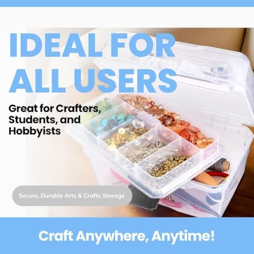 ArtBin 6890AG Small Project Box, Portable Art & Craft Organizer with Lift-Out Tray, [1] Plastic Storage Case, Clear (Pack of 6)
