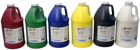 Sax True Flow Heavy Bodied Acrylic Paint - 1/2 Gallon - Set of 6 - Assorted Colors
