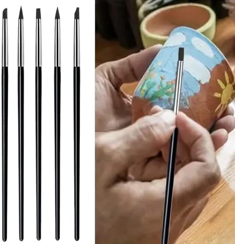 15 PCS Blue Clay Sculpting Tools Set, Professional Silicone Brushes & Dotting Tools Kit for Polymer Clay, Air Dry Clay, Pottery, Modeling & Crafting for Adult-Black