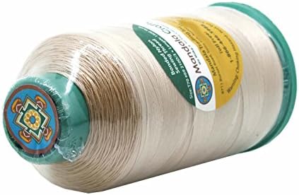 Mandala Crafts Size 69 210D T70 Cream Bonded Nylon Thread, 1500 YDs