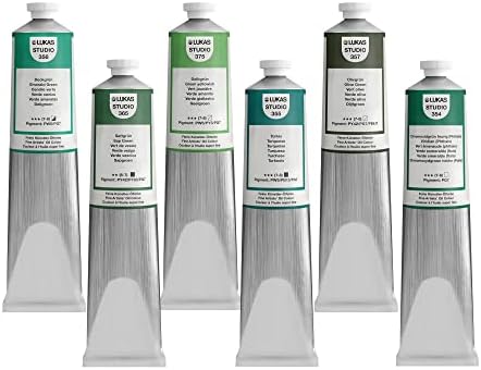 Lukas Studio Artist Oil Color Paints - High-pigment oil paint made with natural binder for artist, painting, & more! - [Greens - 200 mL]