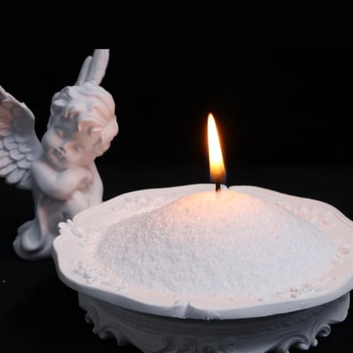 Aufien Candle Sand with Wicks, 42.8 Oz Pearled Candle, Unscented DIY Bead Powder Sand Wax Making kit Refillable Non Toxic for Handmade, Wedding and Halloween Christmas Decorations White
