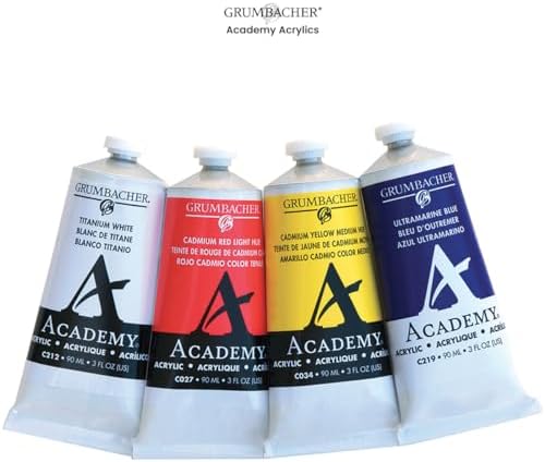 Grumbacher Academy Professional Acrylic Paint Set of 5 90ml Blue Colors - Metal Tubes - Heavy Body Professional Grade Artist Paint with Genuine and Pure Pigments - ASTM Lightfast Colors