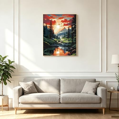 Kalonyth Landscape Paint by Numbers Kit for Adults, 16x20 inch, No Framed