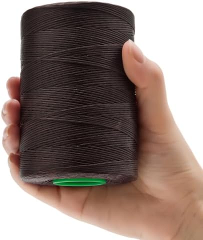 Flat Waxed Thread 0.8mm 710Yds for Leather Craft DIY Hand Sewing Projects Shoes Repair（Coffee）