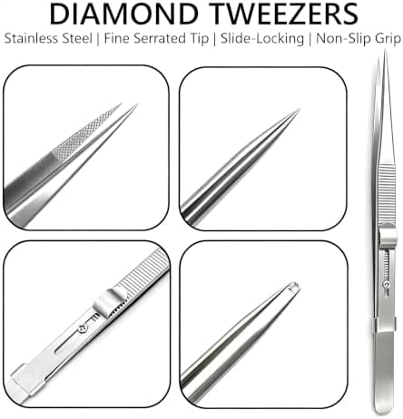 LIGHT RAIN Rhinestone Picker Tool - 2pcs Dual-head Bedazzling Pen with 4 Wax Tips, 8pcs Clay, Adjustable Precision Tweezers, 1400pcs Rhinestones and 2pcs Organizer Tray Kit for Nail Art