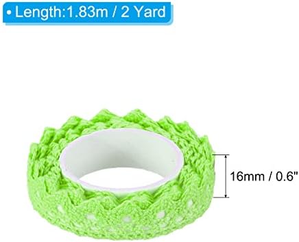 PATIKIL 0.6" Wide 2 Yards Self-Adhesive Lace Tape Lace Ribbon, 3 Pack Cotton Washi Trim Stickers Masking Decorative for Craft Scrapbook DIY Card Making, Green