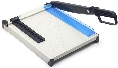 Inch Scale Cutting Plate 12" Paper Cutter – Solid Metal Base, Sharp Blade for Trimming Photos, Cards, Labels – 12-Sheet Capacity – Ideal for Office, School, Home Use (White)