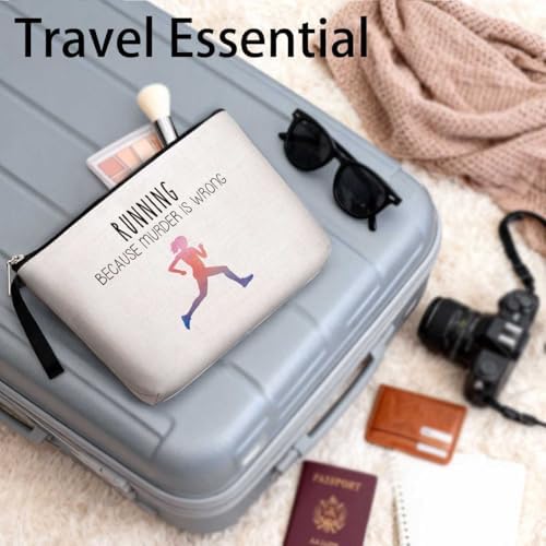 Running Lover Gifts Running Gifts for Women Her Girl Runner Makeup Bag Cosmetic Pouch Cross Country Funny Unique Humor Novelty Sarcasm Travel Makeup Bag for Runners Teens Zipper Toiletry Bag Organizer