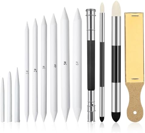 13 Pcs Blending Stump for Drawing, Portable Oil Pastel Blending Tool